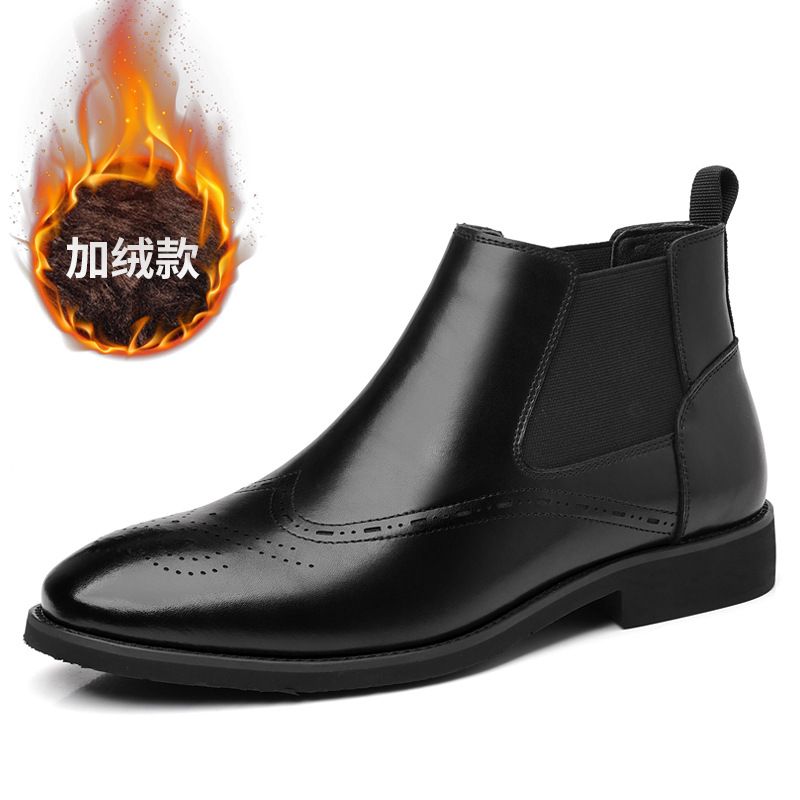 European Warm Series British Short Plus Velvet Brogue Martin Große Stiefel Herren_voghion.com