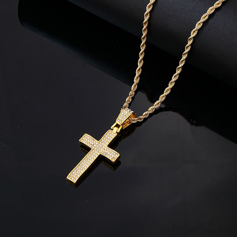 collana con croce di diamanti marchio di moda maschile hiphop Street catena rap hip hop ragazzi lega_voghion.com