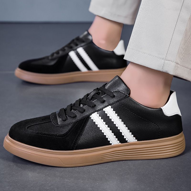 Große deutsche Trainingsschuhe aus Rindsleder für Herren, farblich abgestimmt auf kontrastierendes Weiß, Freizeit-Sportschuhe_voghion.com