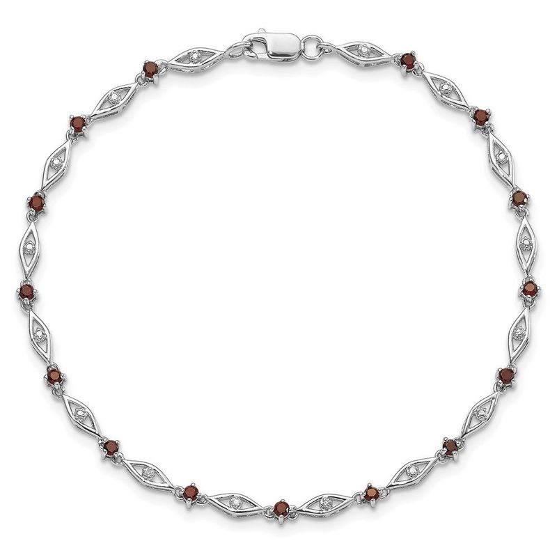 Sterling Silver Rhodium-plated Garnet Diamond Bracelet_voghion.com