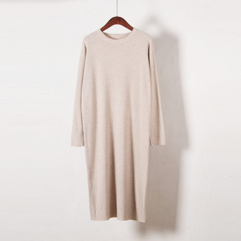 21 Versatile abito in maglia da donna, autunno e inverno, nuovo maglione lungo sopra il ginocchio elastico e caldo snellente per le donne_voghion.com