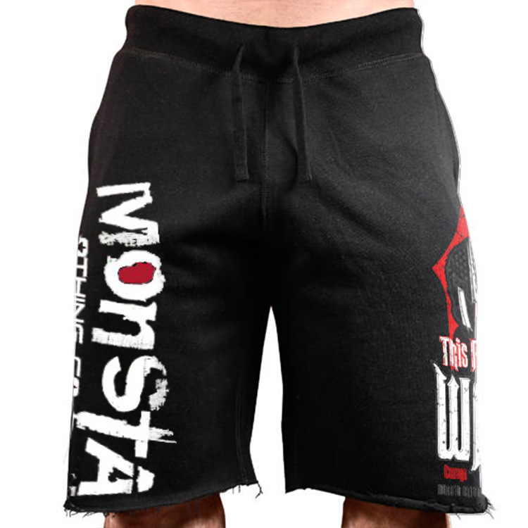 Muscle Fitness Brother - Pantalones cortos elásticos de algodón con estampado grande para hombre, deportes, correr, ocio, personalidad_voghion.com