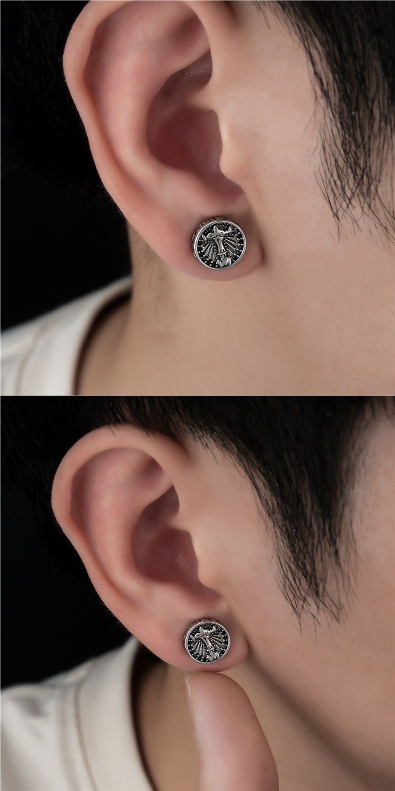 Brincos de clipe, clipes de orelha magnéticos retrô para homens, clipes de osso de orelha modernos para mulheres, design personalizado, acessórios de orelha sem piercing_voghion.com