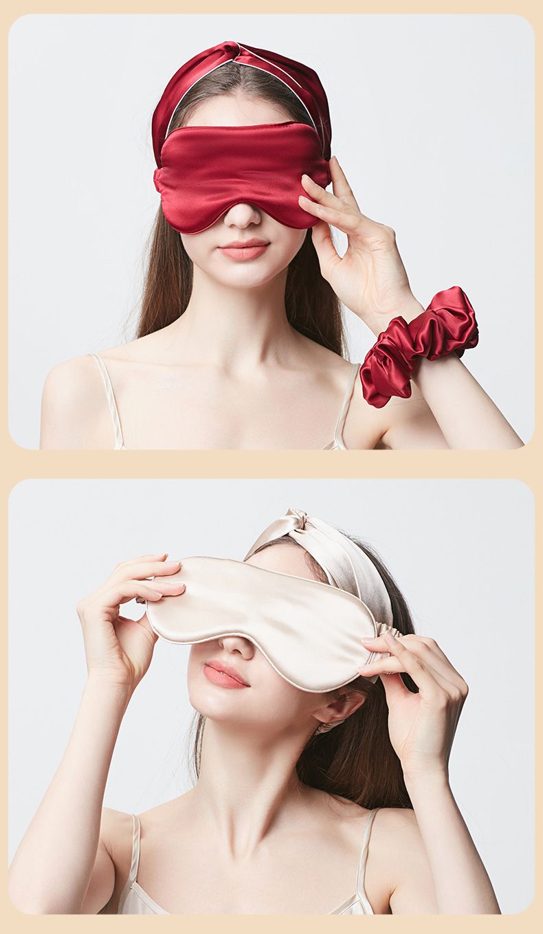 100% Mulberry Silk Sleep Mask - Premium Light-Blocking & Breathable Eye Cover With Custom Logo Embroidery_voghion.com