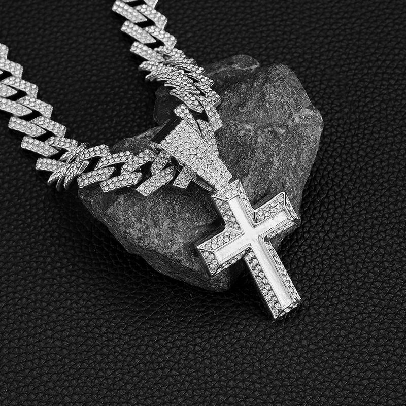 Naudas krusta kulons, pilns ar dimantu, repa ielas hiphopa stila pulksteņa sprādzes kubiešu kaklarotas rotaslietas_voghion.com