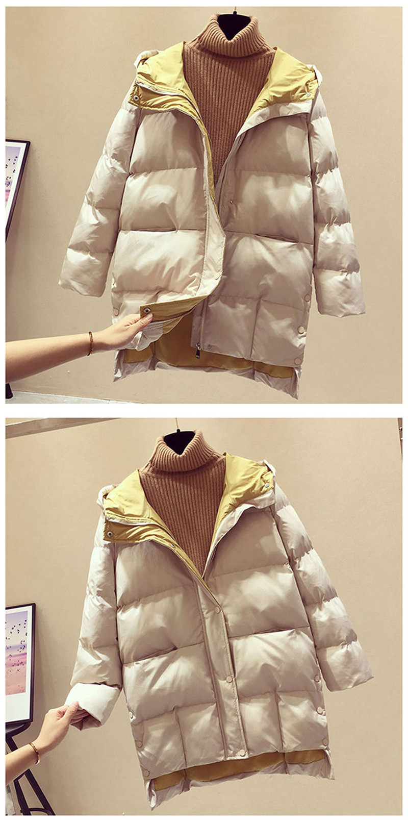 Winte-Chaqueta larga con capucha para mujer, abrigo acolchado de algodón para mujer, abrigo femenino de alta calidad Wam Outwea, Paka Manteau 2023_voghion.com
