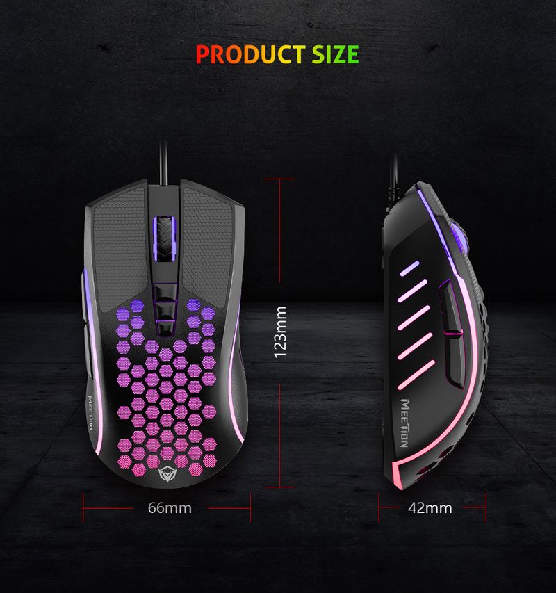 MEETION MT-GM015 Mouse da gioco professionale con superficie a nido d'ape con illuminazione a 7 colori, resistente allo sporco e robusto_voghion.com