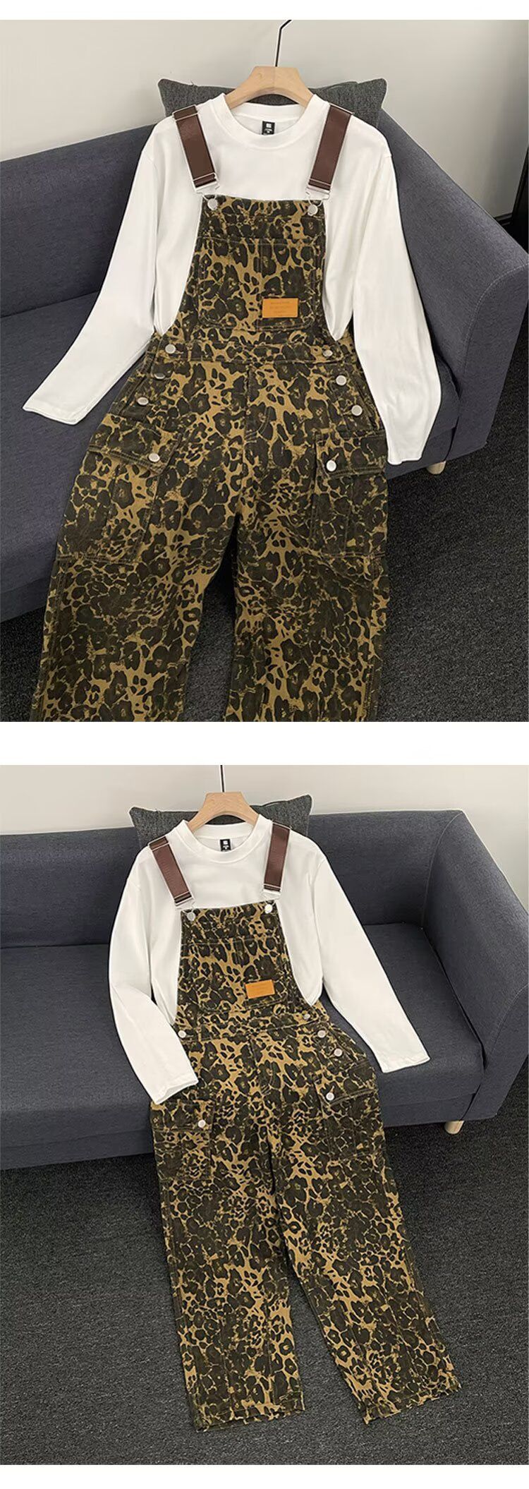 Roupas masculinas Novas calças jeans casuais masculinas Calças jeans casuais com estampa de leopardo de rua_voghion.com