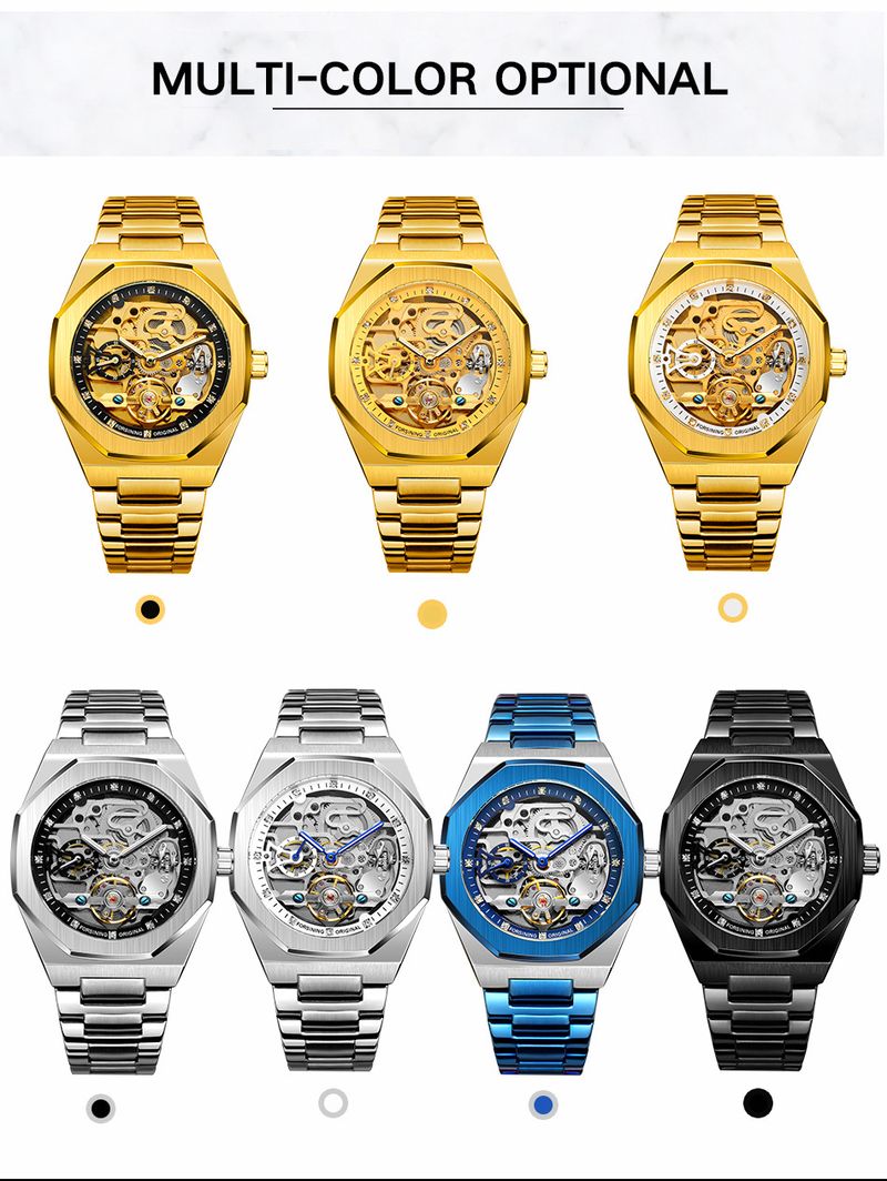 Men's Automatic Mechanical Watch With Luminous Hands, Three Subdials, And Day Display - Stainless Steel Band Six Pin Week Steel Belt Mechanical Watch_voghion.com