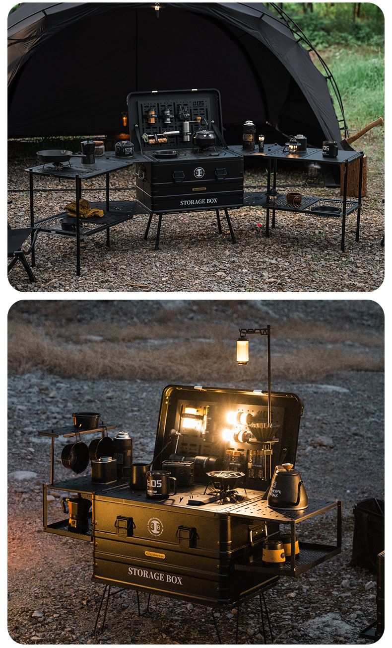 Sistema de camping modular IGT: Cafetera de aluminio con paneles laterales extensibles y adaptadores para hornillo Spider_voghion.com