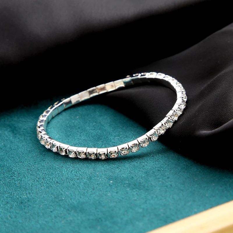 Roman Crystal Heart Bracelet – Luxe Bridal Tennis Chain With Zirconia Stones | Elegant Rhinestone-Encrusted Wedding Jewelry | Fashion Stackable_voghion.com