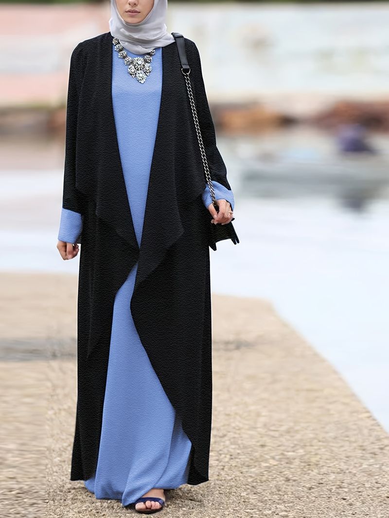 Damenbekleidung Damen Herbst Neue Feste Farbe Langes Kleid Robe Mantel Zweiteiliges Set_voghion.com