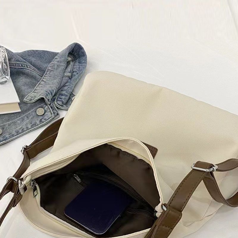 Sac fourre-tout en toile multifonctionnel à bandoulière simple de couleur contrastante pour femmes, lot de sacs automne et hiver 2024_voghion.com