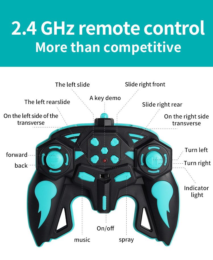 Motocicleta de acrobacias con rociador para niños, control remoto todoterreno con carga USB, lado giratorio de deriva de alta velocidad_voghion.com