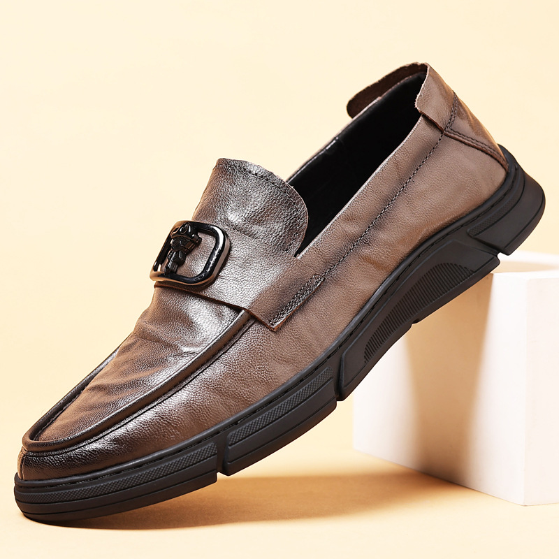 Frühling Neue echtes Leder erste Schicht Schaffell atmungsaktive Slipper Casual Herren Einzelschuhe_voghion.com