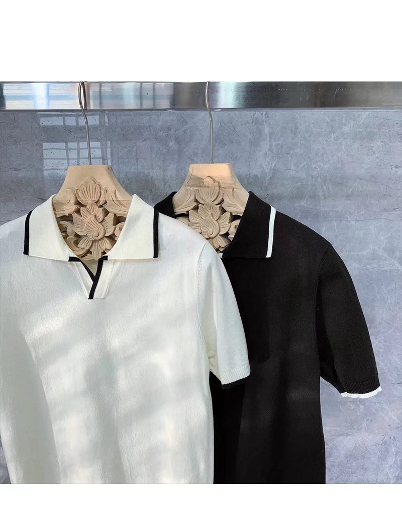 Leisure Polo Collar Shirt Men, Versatile For Business, Slim Fit, Micro Elastic T-shirt, Breathable And Fashionable In_voghion.com