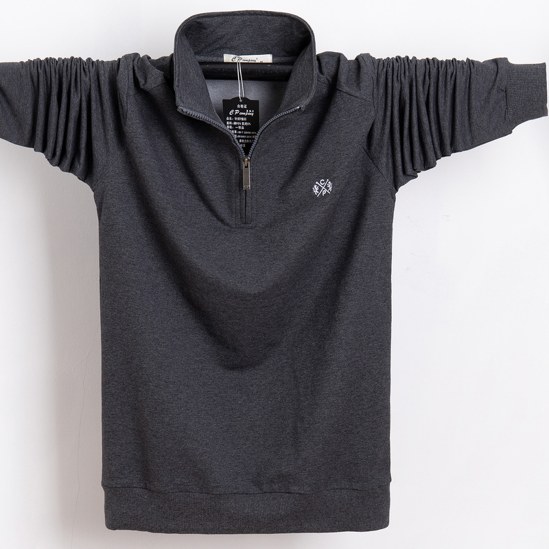 Herren-T-Shirt von unschlagbarer Qualität, langärmliges Sportoberteil in Übergröße, Herbstkleidung, Klappkragen, Reißverschluss, Typ, dicke Menge 8868_voghion.com