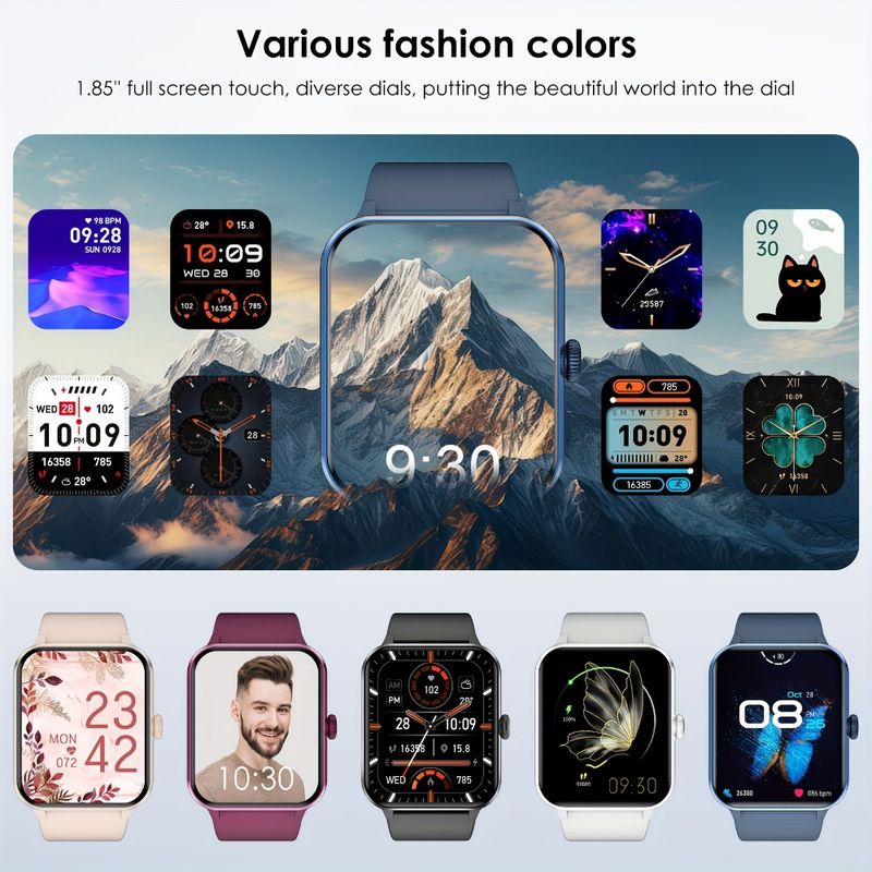 Reloj inteligente IOWODO, pantalla HD de 1.85'', más de 100 modos deportivos para Android y iPhone, cronómetro y temporizador de cuenta regresiva, calculadora de calorías quemadas, azul_voghion.com