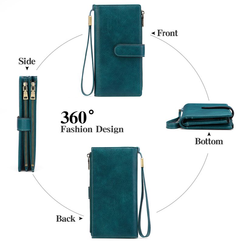 Women's Long Wallet Rfid Multi-functional Women's Money Clip Three Fold Clutch Bag_voghion.com