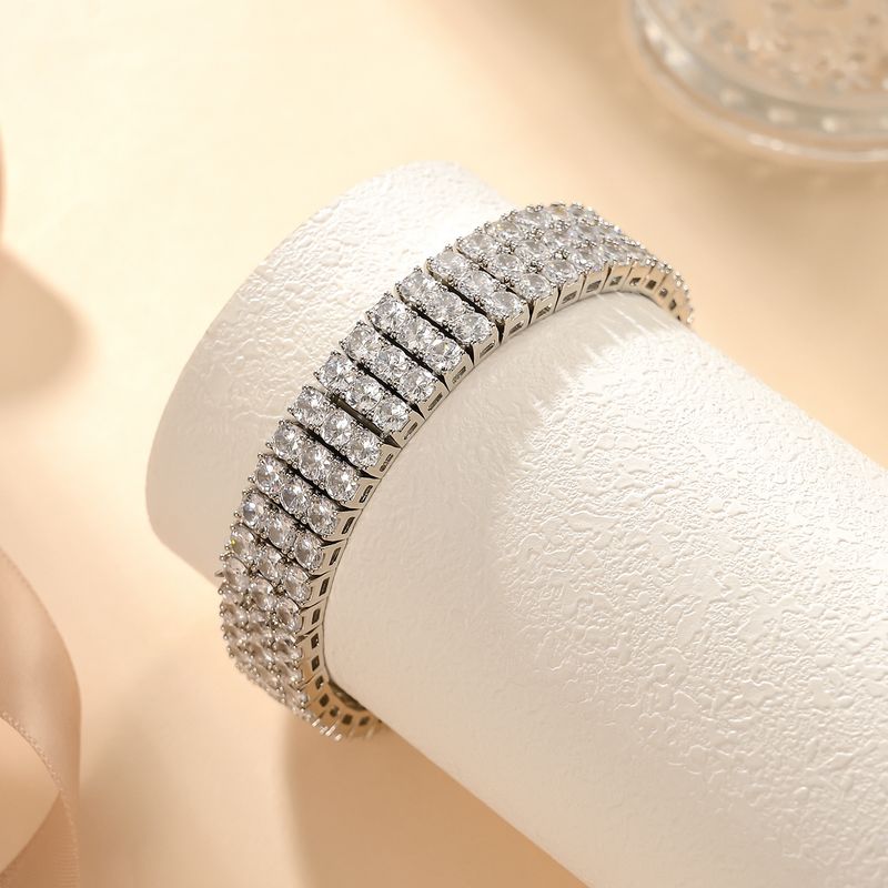 Braccialetti da donna con tre file di zirconi intarsiati in rame da 4 mm, catena da tennis_voghion.com