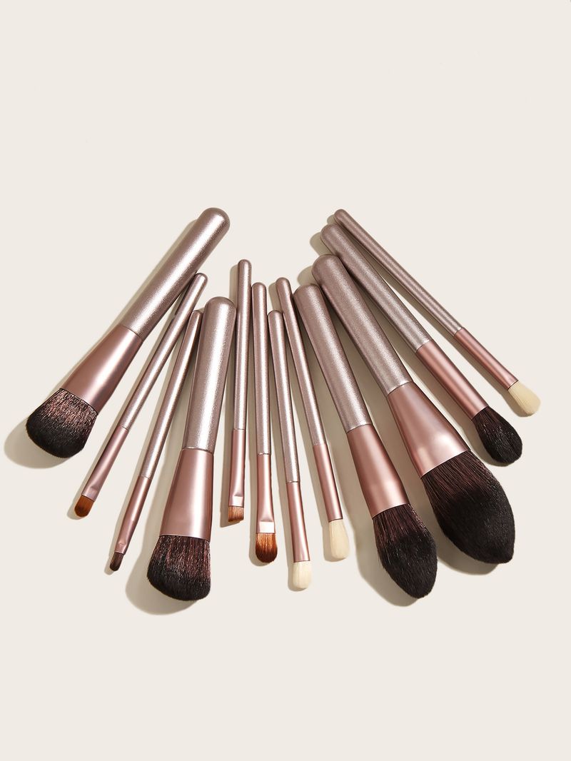 12 pcs brown makeup brush set, high quality, extra large, including foundation brush, fan brush FINDCOLOR_voghion.com