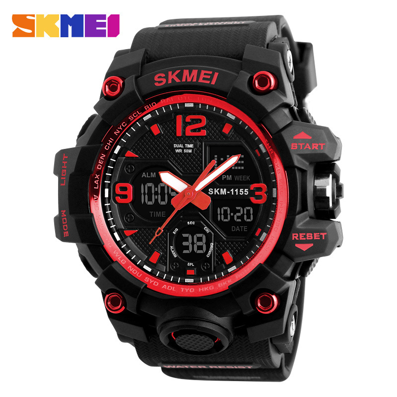 Shikemei Erkekler İçin Su Geçirmez Çok Fonksiyonlu Büyük Çift Ekranlı Elektronik Açık Hava Spor Saati_voghion.com