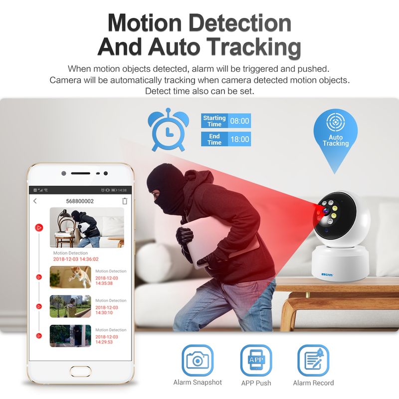 PT200 HD 1080P Dual-band WiFi IP-camera, ondersteunt nachtzicht / bewegingsdetectie / automatische tracking / TF-kaart / tweerichtingsaudio, EU-stekker_voghion.com