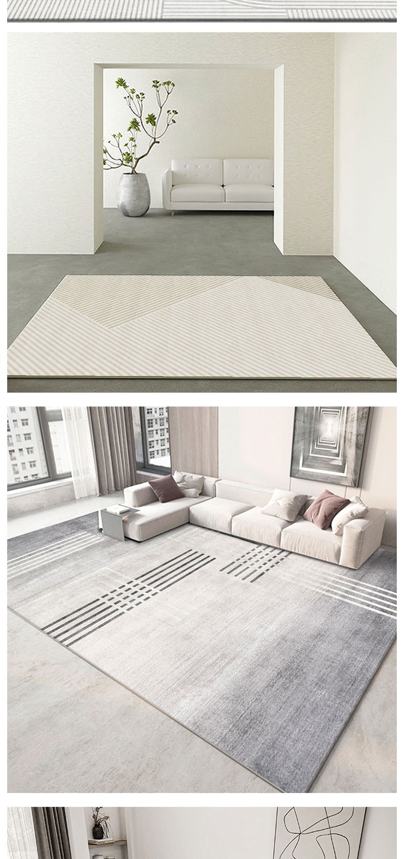 Nordischer geometrischer hochwertiger Sofa-Großbereichsteppich Wohnzimmer-Couchtischteppich Moderne einfache graue Schlafzimmer-Heimbodenmatte_voghion.com