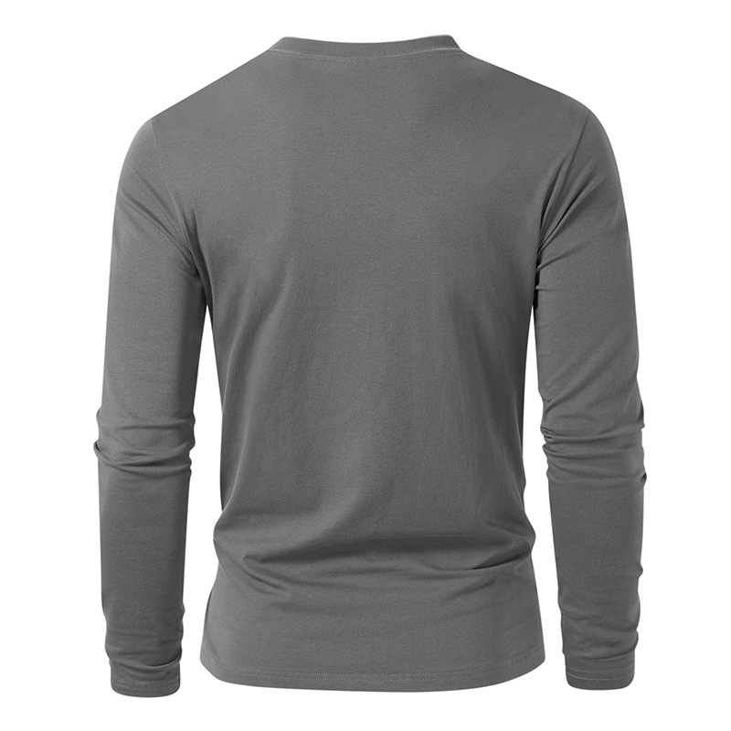 Herrenbekleidung Herren-Langarm-T-Shirt für Herren, einfarbig, Rundhalsausschnitt, langärmelig_voghion.com