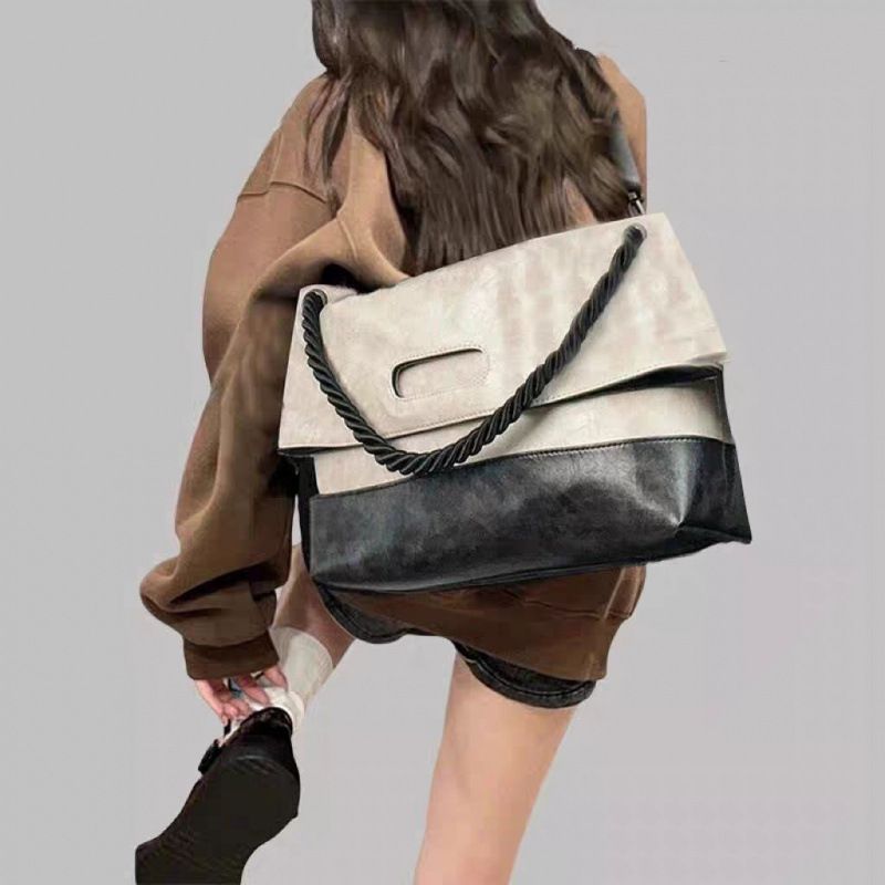 Borsa a tracolla autunnale di grande capacità per donna, design di nicchia, morbida pelle, tracolla per studenti e pendolari_voghion.com
