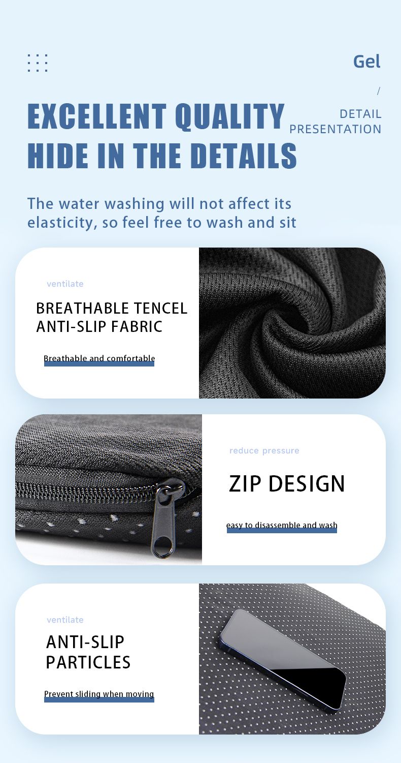 Gel-Sitzkissen für den Sommer, atmungsaktiv, Wabendesign zur Druckentlastung, Rücken- und Steißbeinschmerzen – für Rollstuhlfahrer im Homeoffice_voghion.com