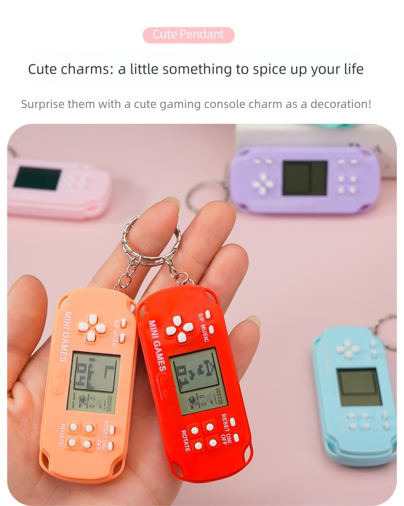 Mini Tetris Handheld Game Console Children's Cute Toy Gift Keychain Pendant_voghion.com
