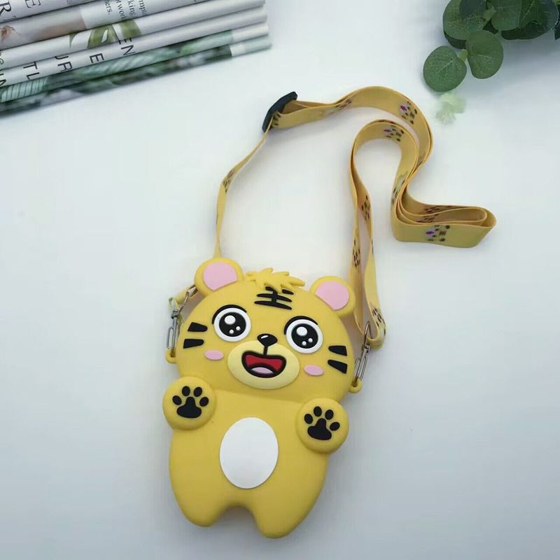 Borsa a tracolla per bambini a forma di acchiappa-topi, a forma di tigre felice, in silicone, giocattolo antistress da spremere, portamonete_voghion.com