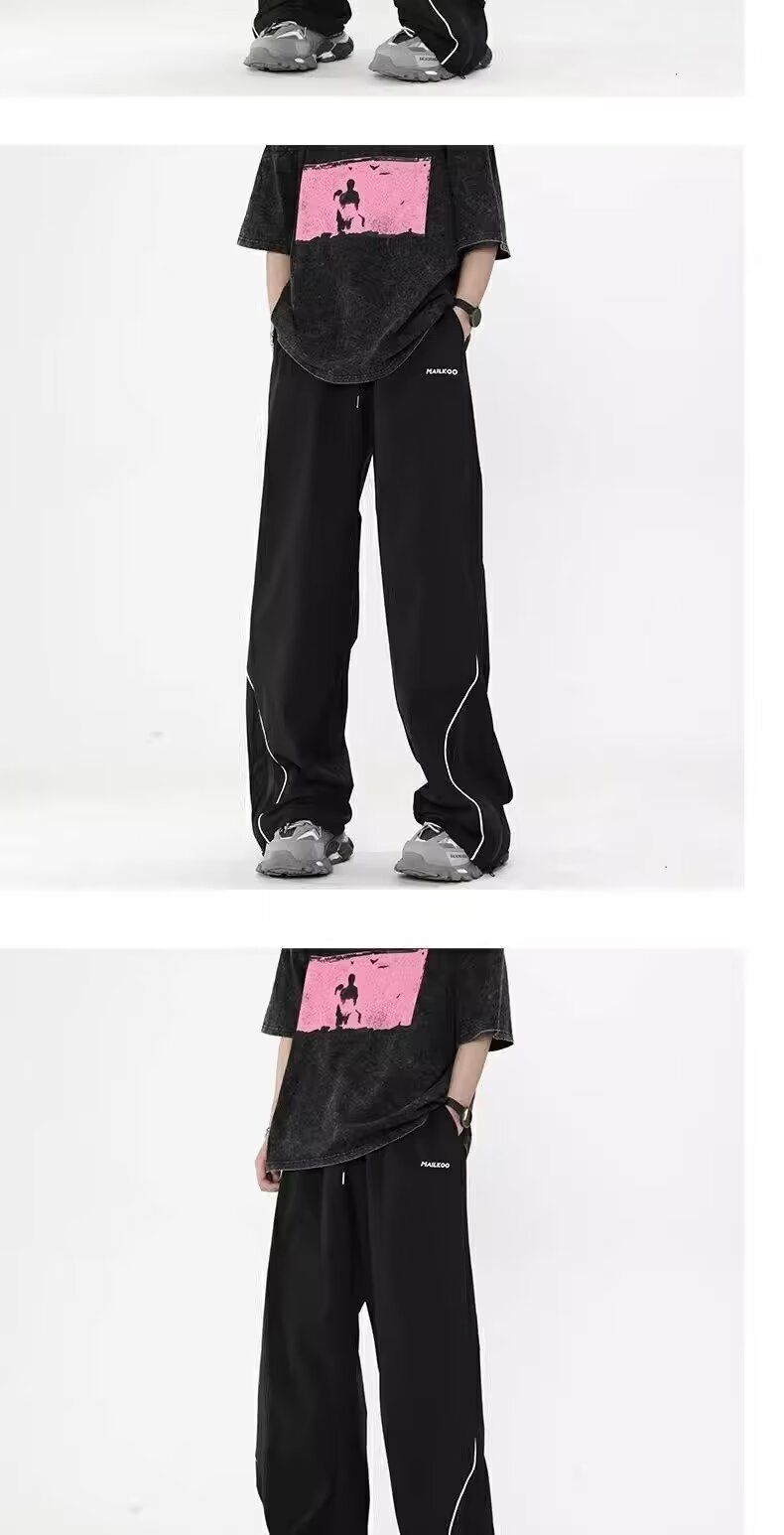 Charge for men in summer, thin and cool, trendy brand, loose casual p, American high arcade style, wide leg sports_voghion.com