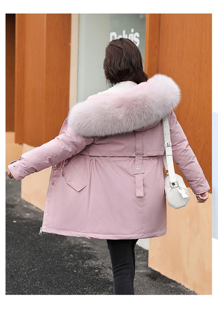 Women's Winter Hooded Parka Coat With Fox Fur Trim - Long Quilted Puffer Jacket For Petite To Plus Size, Warm Fleece Lined, Zipper Closure_voghion.com