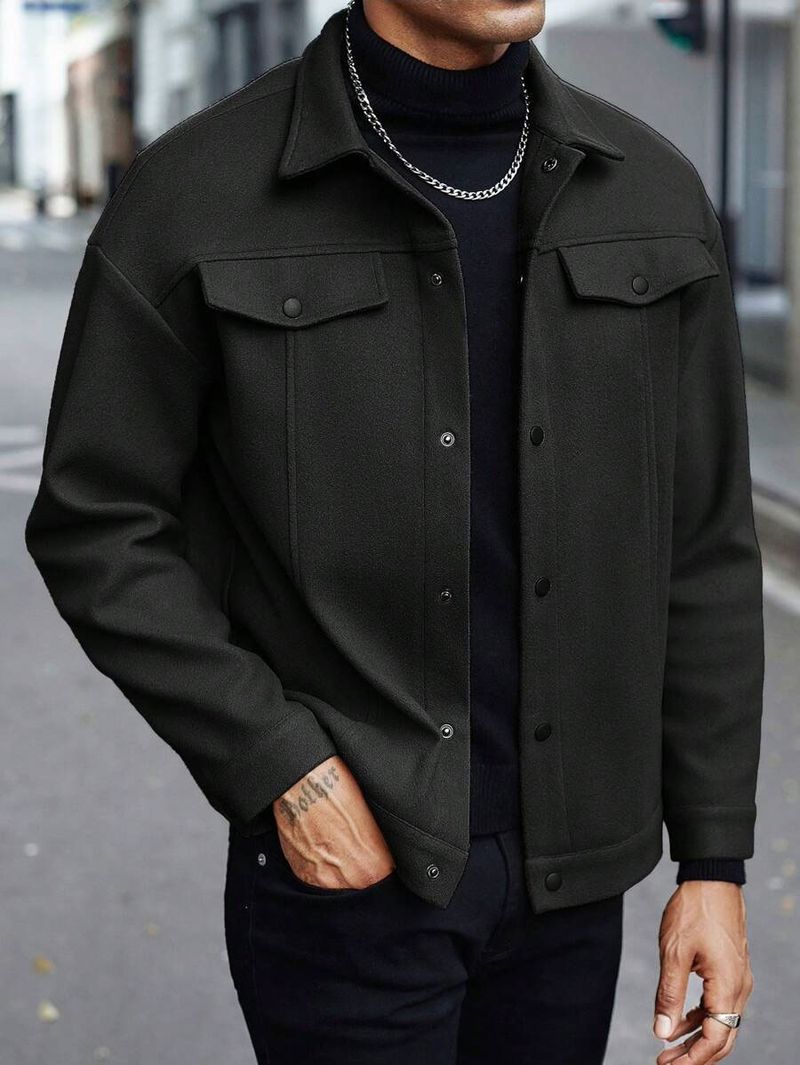 Herren Freizeit- und Businessjacke aus Wollmischung – Leichter, winddichter Mantel mit mehreren Taschen für Herbst und Winter_voghion.com