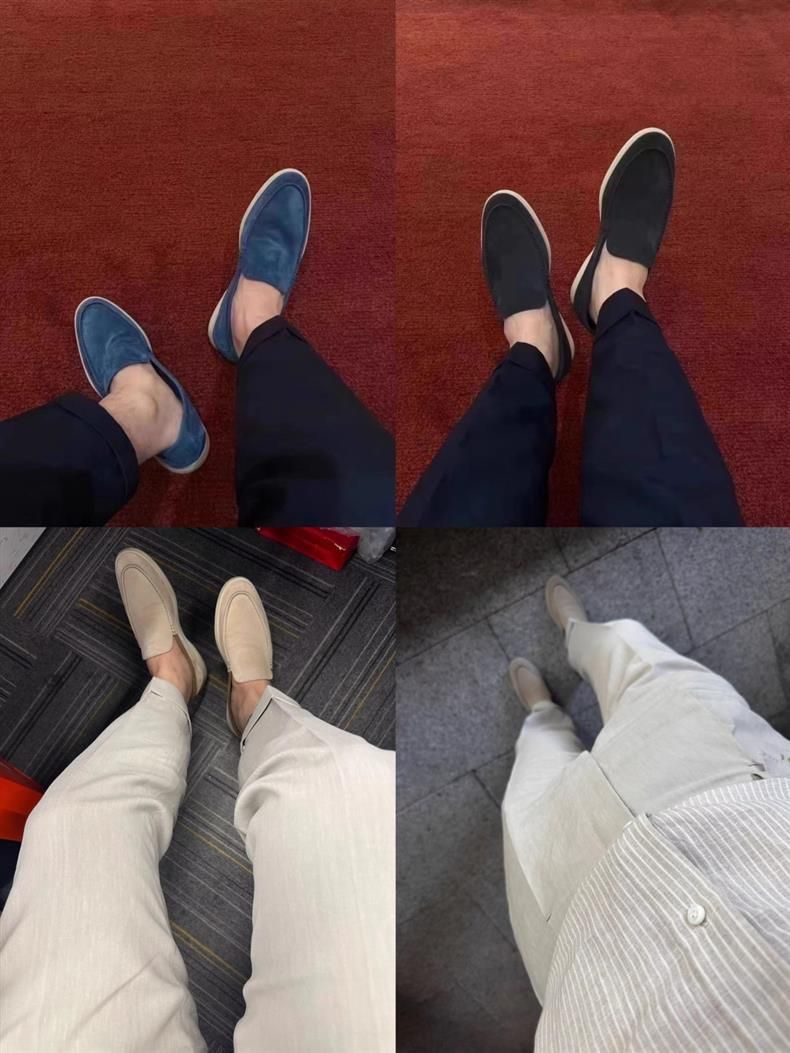 High End Version 2025Lp Suede Loafers Men, One Foot Leather Single Shoes With Soft Sole For Comfortable Driving_voghion.com