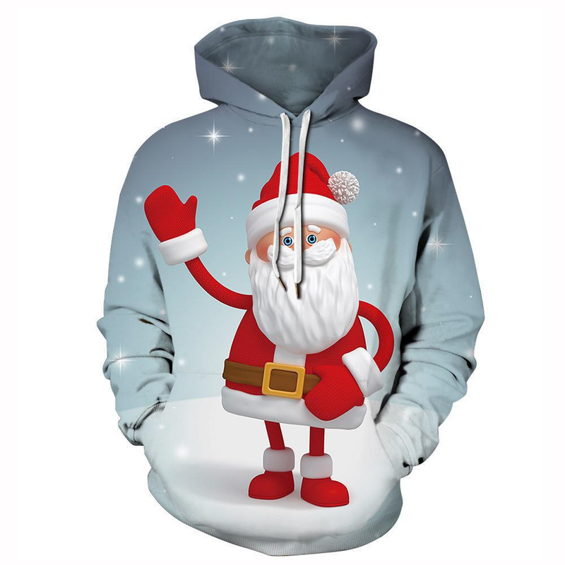 2023 Felpa con cappuccio per coppia di Natale europea e americana nuova Felpa con cappuccio cosplay di Babbo Natale con stampa digitale 3D_voghion.com