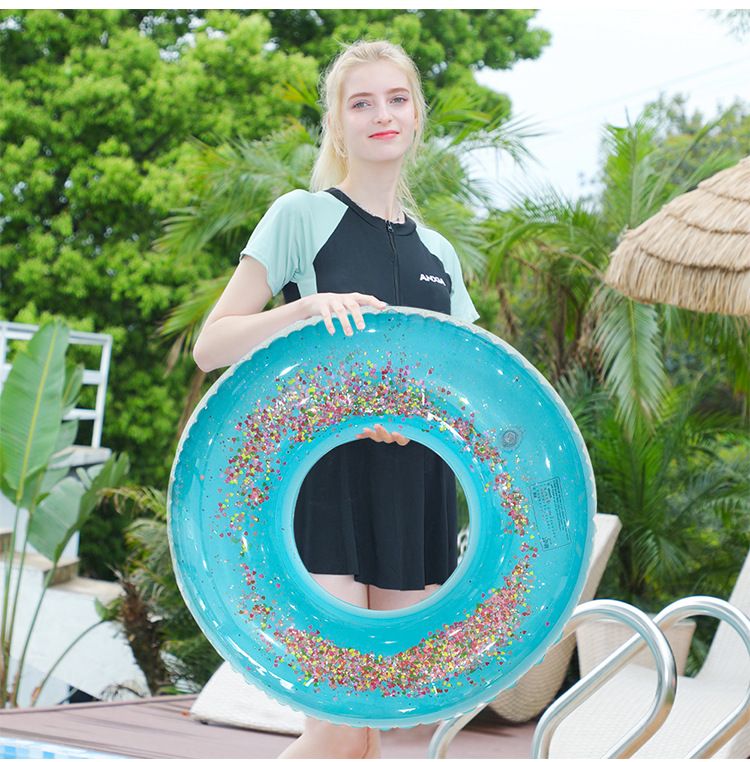 PVC Sequin Swimming Ring Thickened Outdoor Water Inflatable Floating Ring Net Celebrity Lifebuoy Underarm Circle Swimming Ring Wholesale_voghion.com