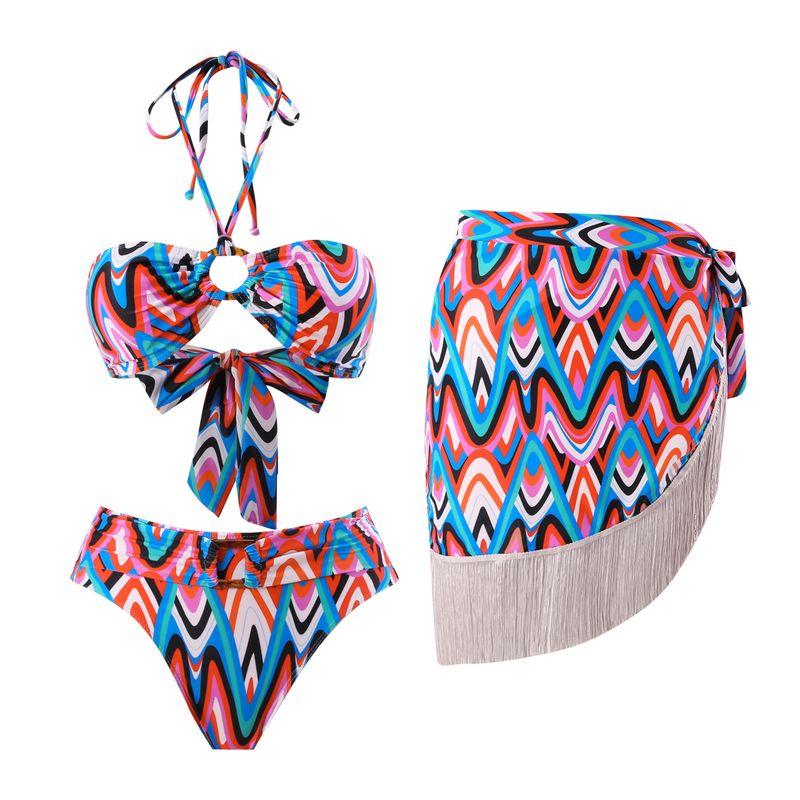 Maillot de bain trois pièces imprimé pour femme, bikini sexy à la mode_voghion.com