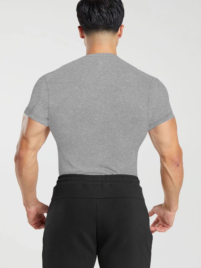 Maglietta da uomo a maniche corte con scollo tondo ad asciugatura rapida, abbigliamento da allenamento per basket, corsa, sport e fitness_voghion.com