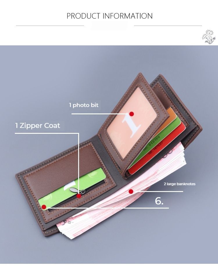 Men's Short Wallet Card Holder Integrated Short Wallet Men's Card Holder With Zipper Short Wallet Men's Wallet Men's Coin Purse_voghion.com