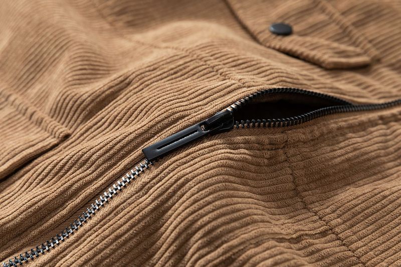 Herren-Arbeitsjacke aus Cord – Vintage-Passform im Relaxed Fit mit gestepptem Futter, winddichter Mantel mit Reißverschluss für den Winter (Schwarz/Anthrazit/Karamell, 100 % Polyester)_voghion.com