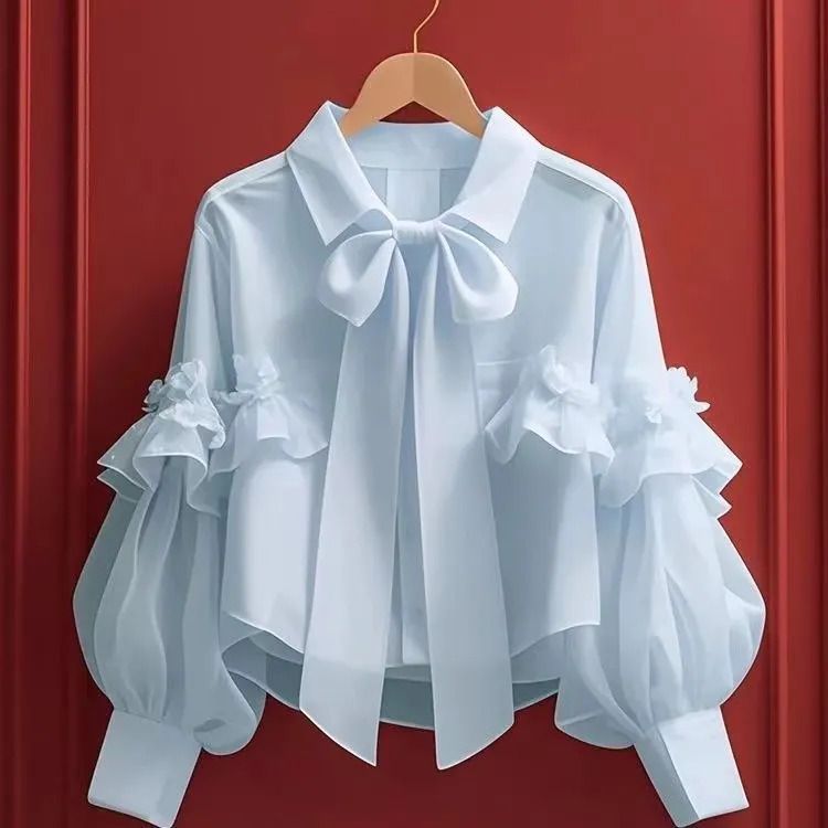 Damenbekleidung Frühherbst neue Oberteile für Damen im einzigartigen, schönen grünen Laternen-Langarmhemd_voghion.com