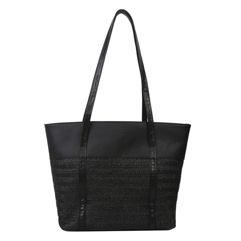 Borse da donna in rattan alla moda con tracolla intrecciata in Wikcer, borse da spiaggia estive di grande capacità in paglia, borse casual_voghion.com