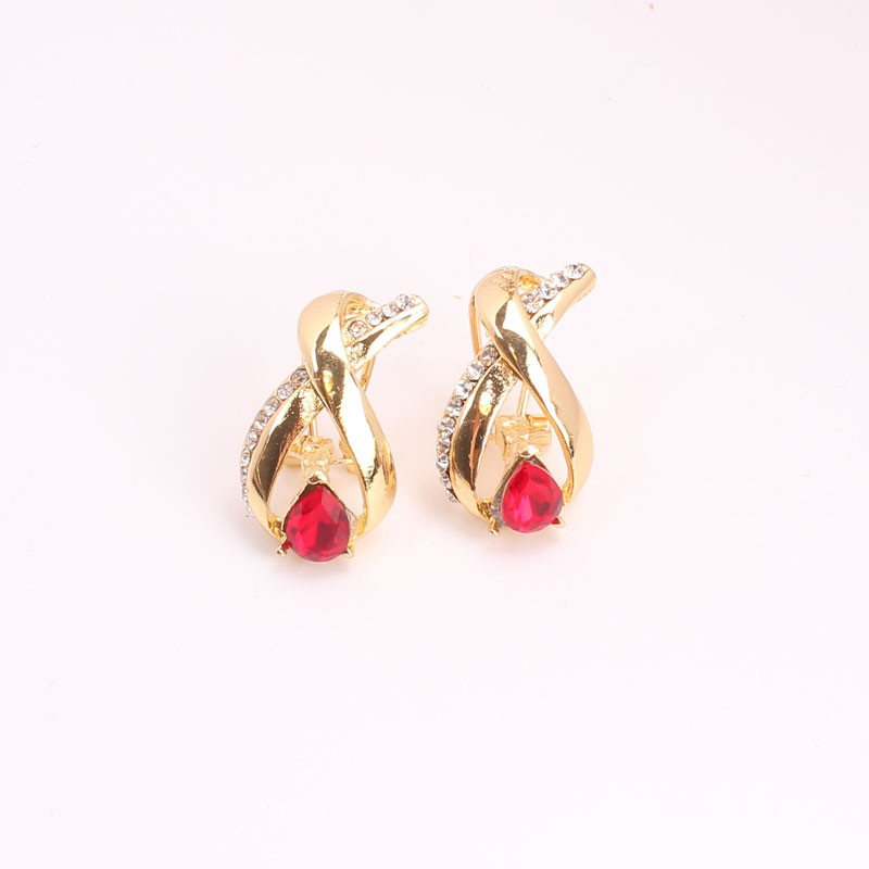 Perles africaines ensemble de bijoux fins couleur or clair cristal autrichien femmes mariage collier Bracelet boucle d'oreille anneau_voghion.com