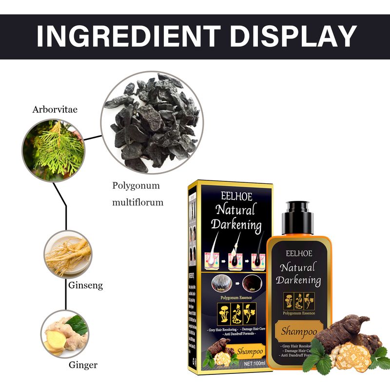 Haarverdunkelungsshampoo, Reparatur von grauweißem natürlichem Farbstoff, Anti-Kopfhaut-Juckreiz-Pflege, Schuppenentfernung, Polygonum-Shampoo für schwarzes Haar_voghion.com