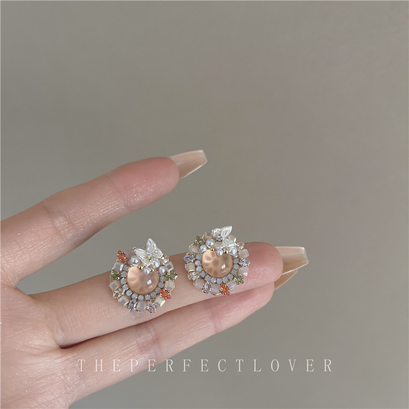 Vintage Korean Niche High-End Crystal Zircon Butterfly Stud Earrings - Sterling Silver Posts For Timeless Elegance_voghion.com