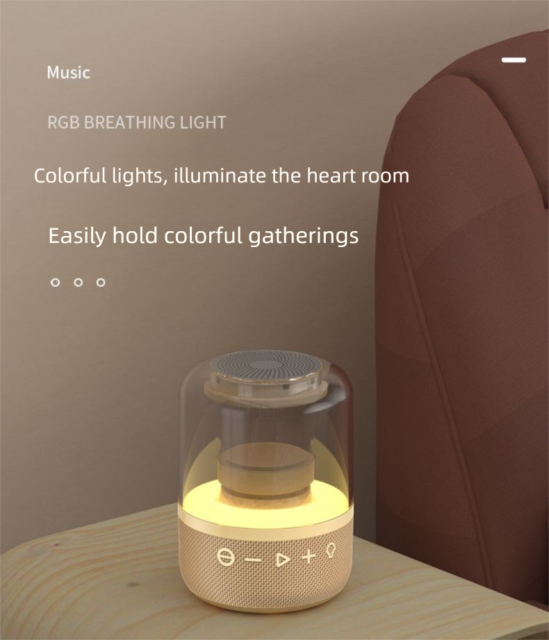 New Glass 3D Surround Wireless Bluetooth Subwoofer High Volume Portable Desktop Colorful Light Speaker_voghion.com