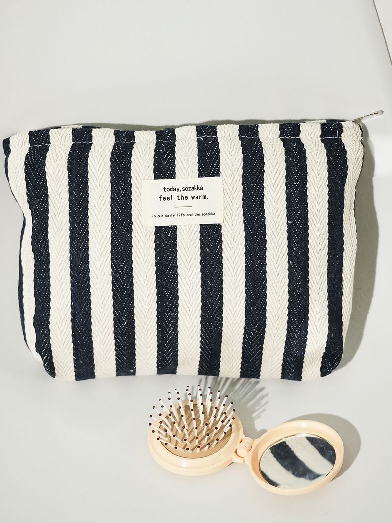 Berger Luggage Managed Supply Exclusively For Striped Cosmetic Bag Hand Held Large Capacity Wash Storage_voghion.com